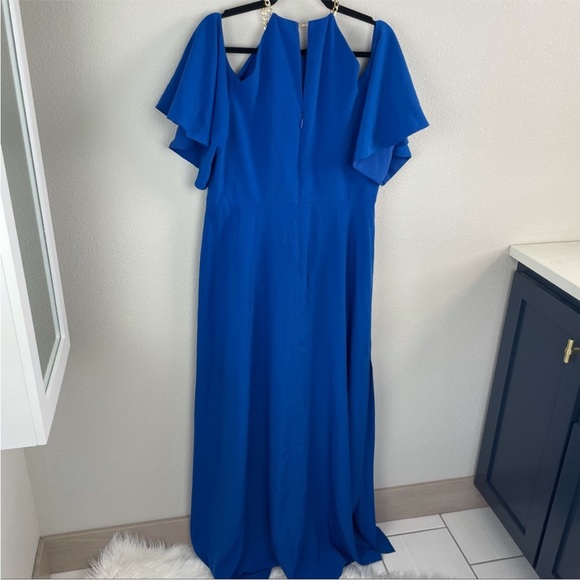 Ted Baker Bennah Cold Shoulder Gold Chain Strap Maxi Dress Cobalt Blue 6 - Picture 7 of 10